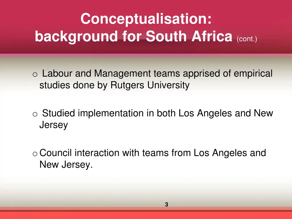 conceptualisation background for south africa cont