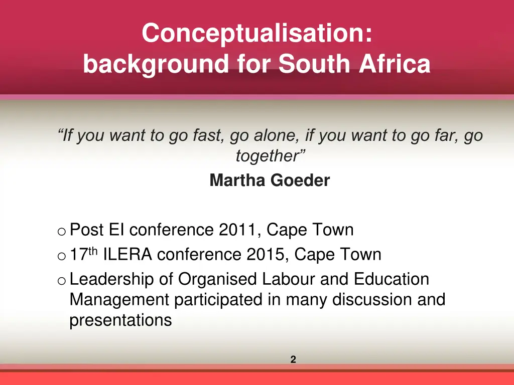 conceptualisation background for south africa