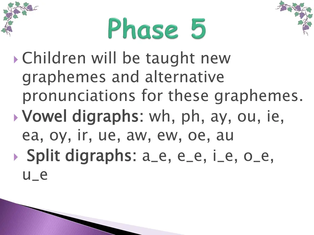 children will be taught new graphemes