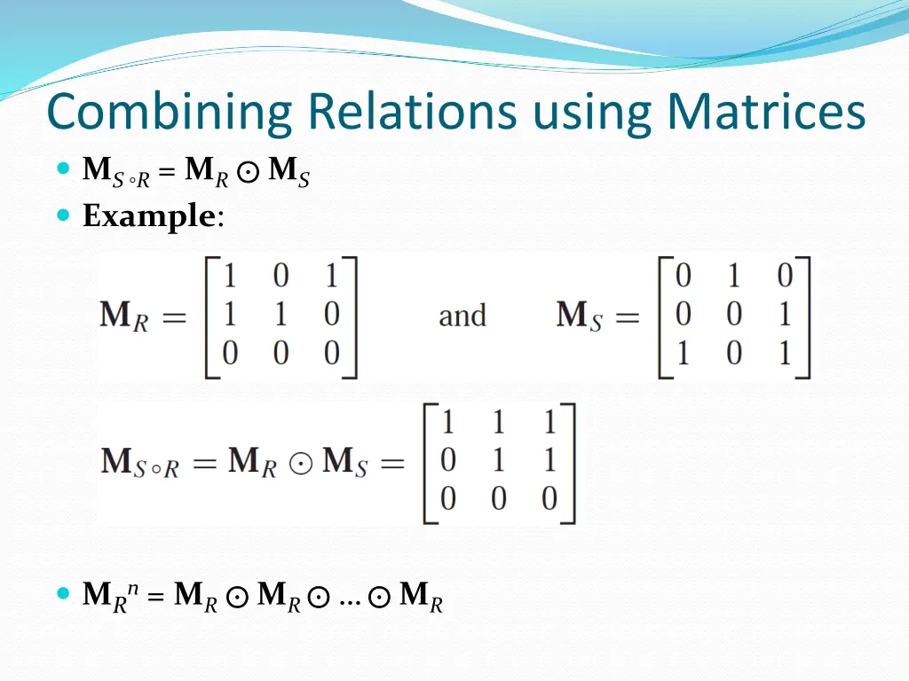 combining relations using matrices 1