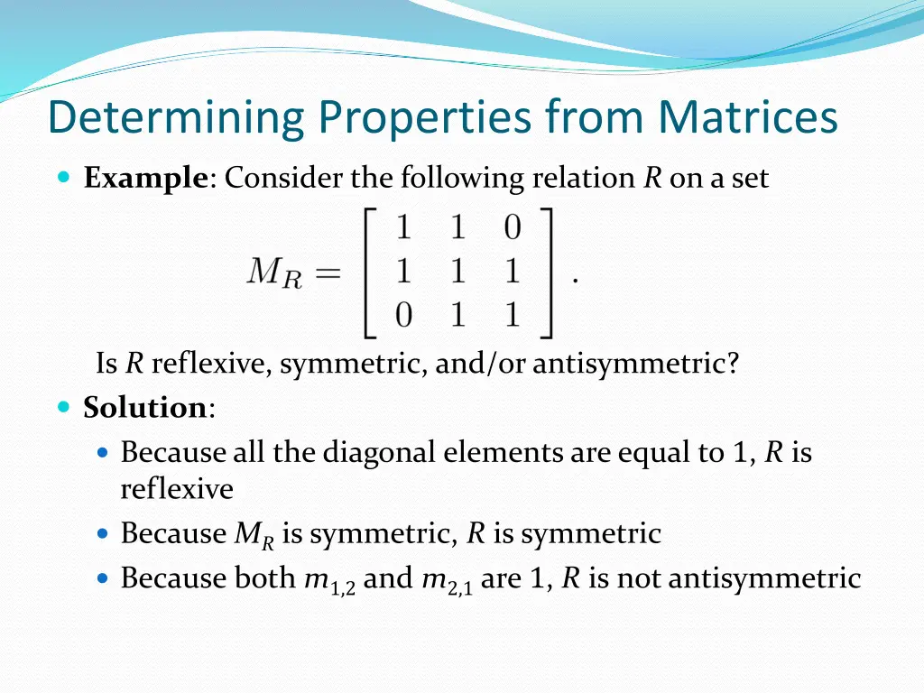 determining properties from matrices 1