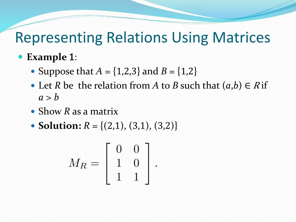 representing relations using matrices 1