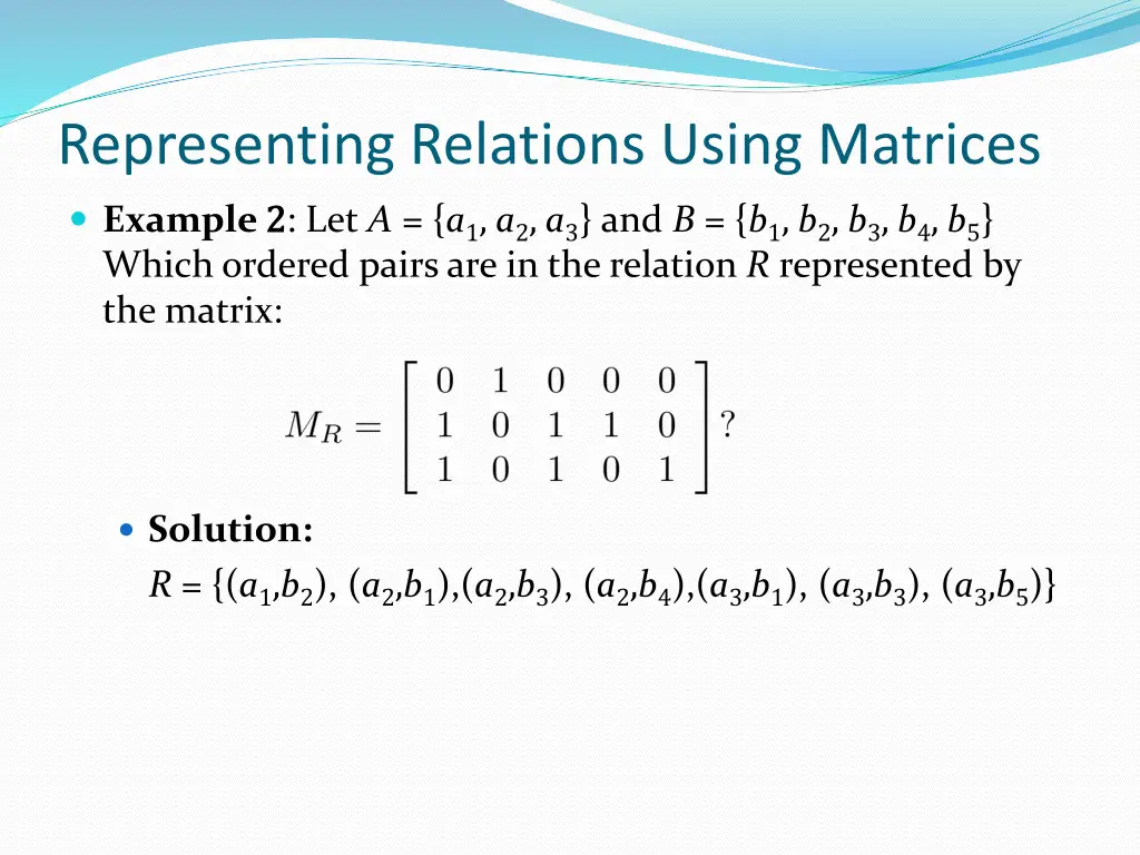 representing relations using matrices 2