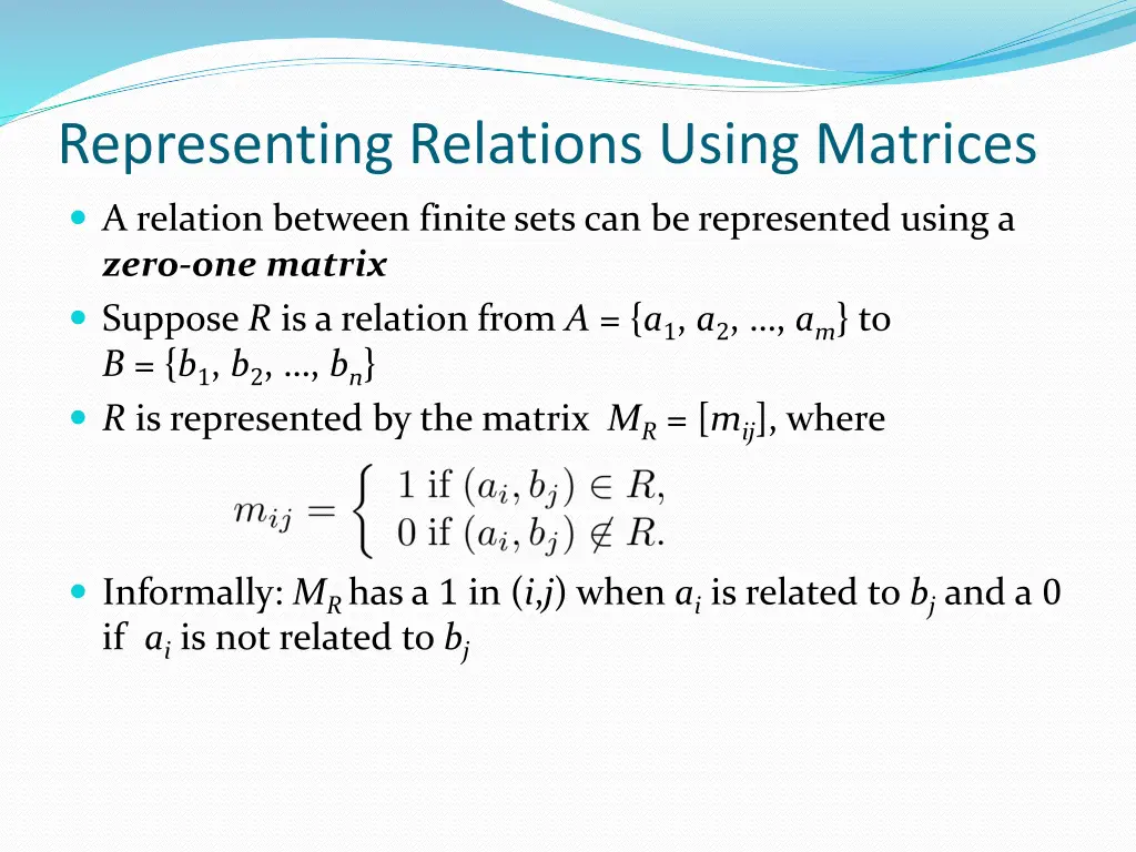 representing relations using matrices