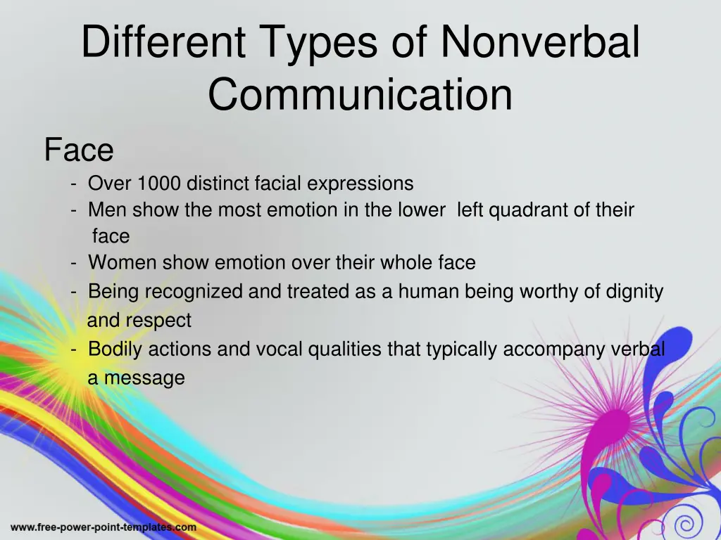 different types of nonverbal communication face