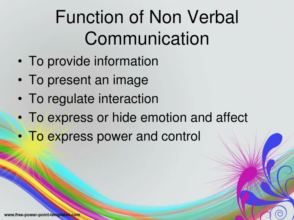 function of non verbal communication to provide