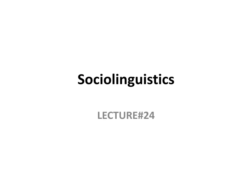 sociolinguistics