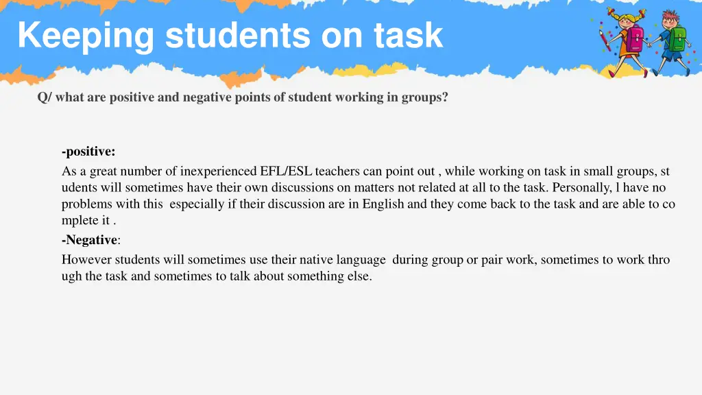 keeping students on task