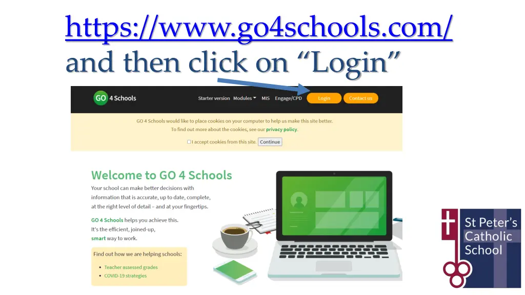 https www go4schools com and then click on login