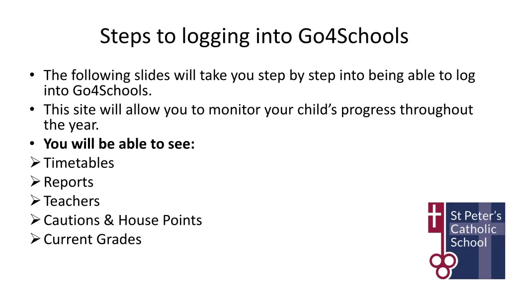 steps to logging into go4schools