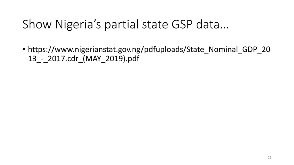 show nigeria s partial state gsp data