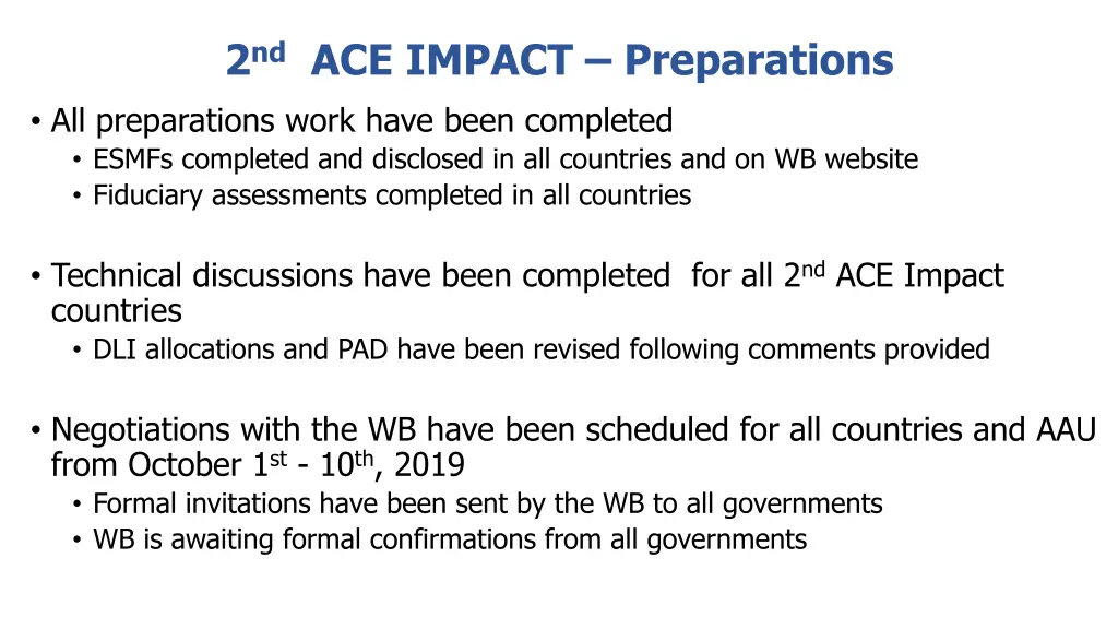 2 nd ace impact preparations all preparations