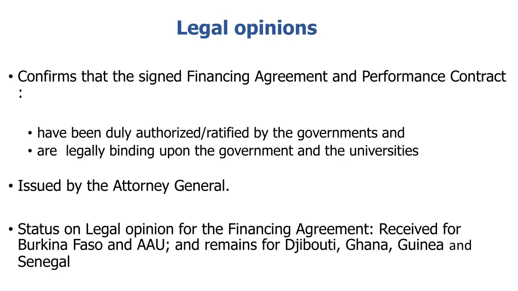 legal opinions