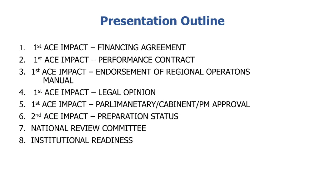 presentation outline