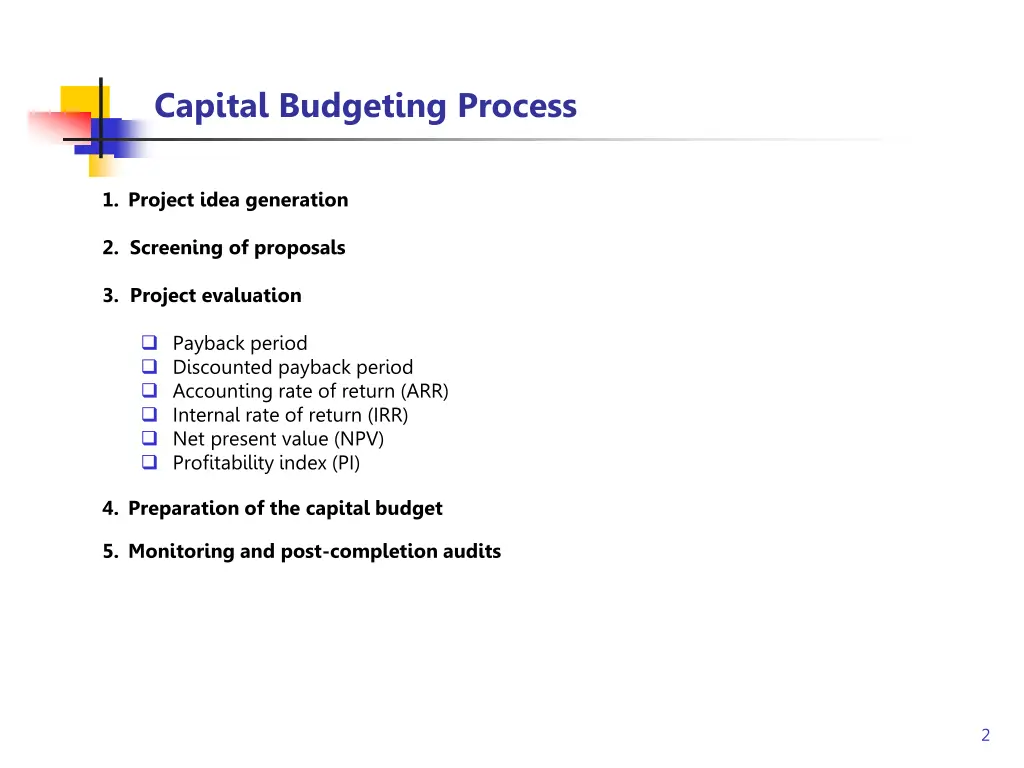 capital budgeting process