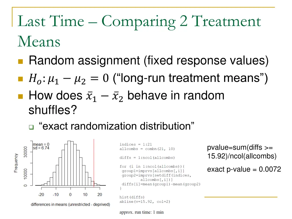 last time comparing 2 treatment means random 1