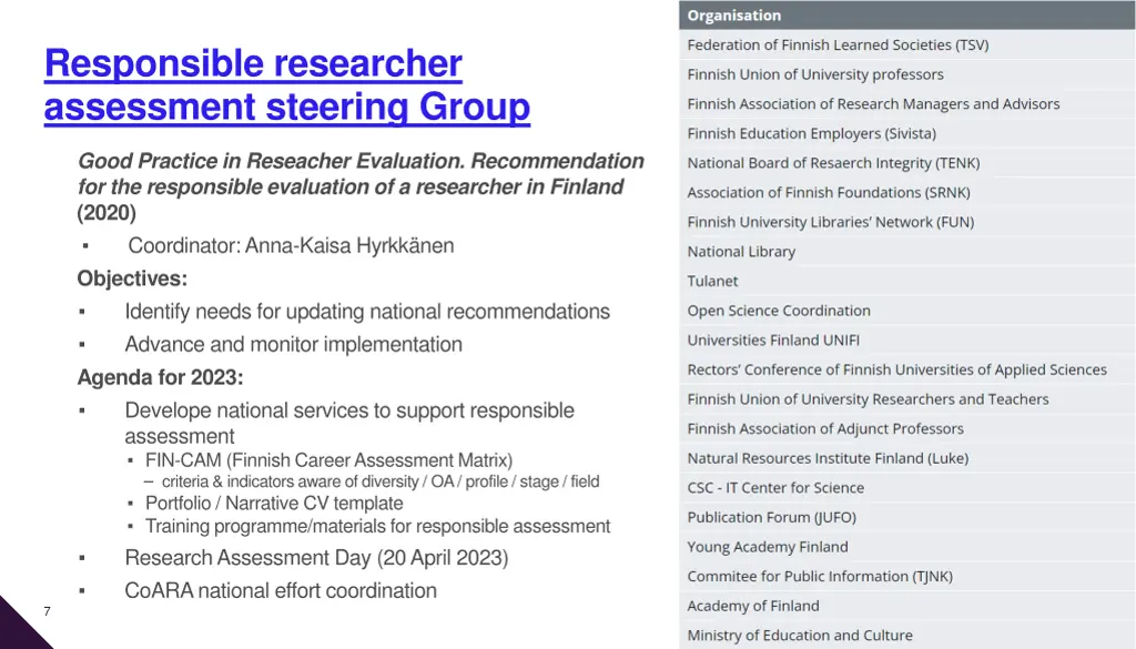 responsible researcher assessment steering group