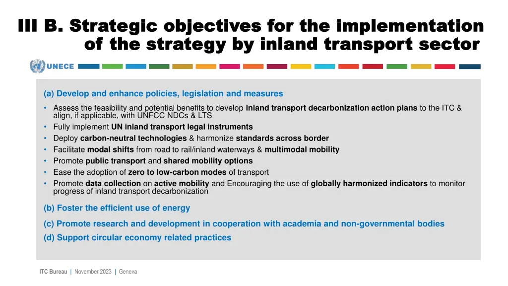 iii b strategic objectives for the implementation