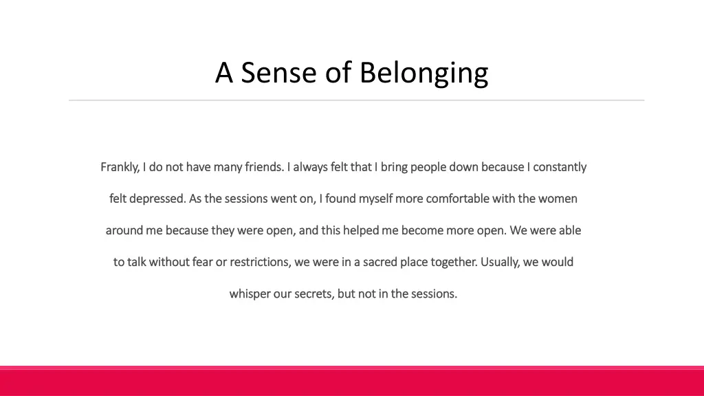 a sense of belonging