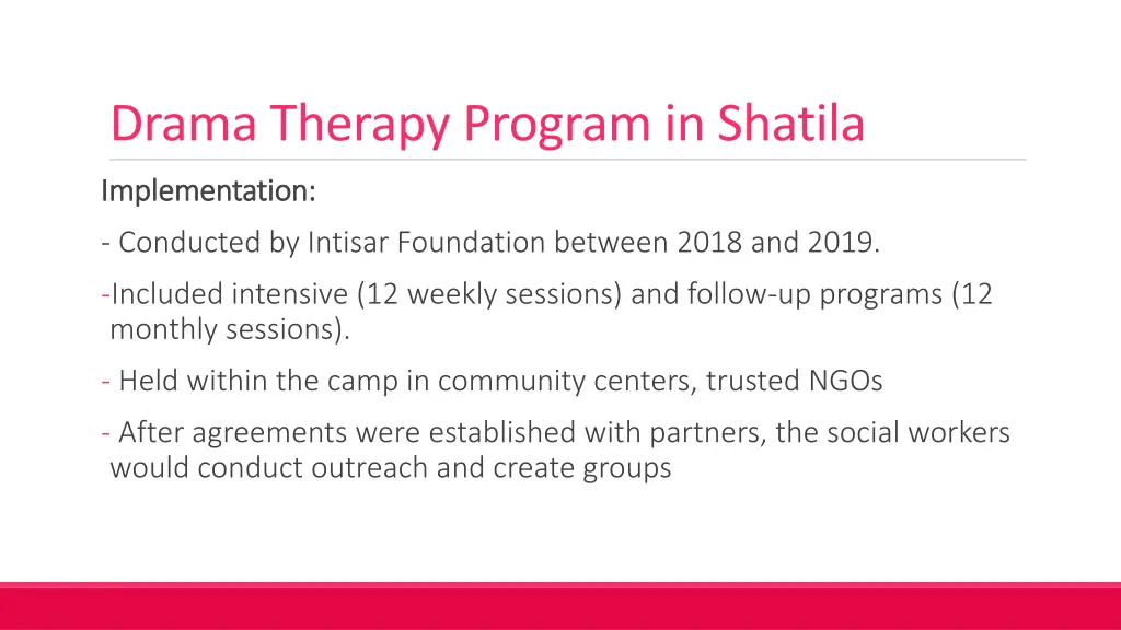 drama therapy program in shatila
