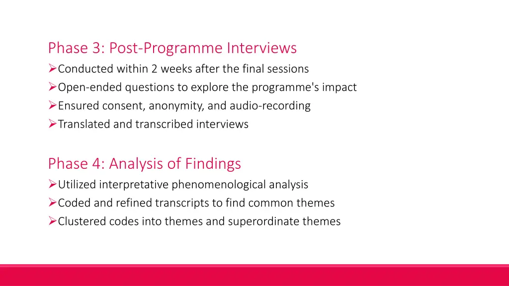 phase 3 post programme interviews conducted