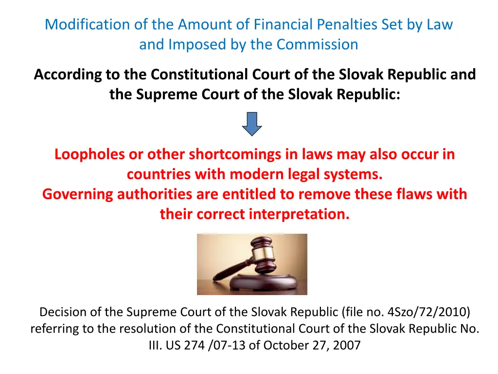 modification of the amount of financial penalties 2