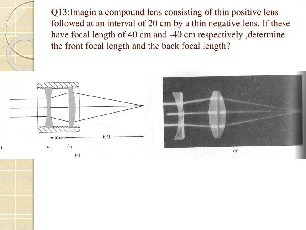 q13 imagin a compound lens consisting of thin