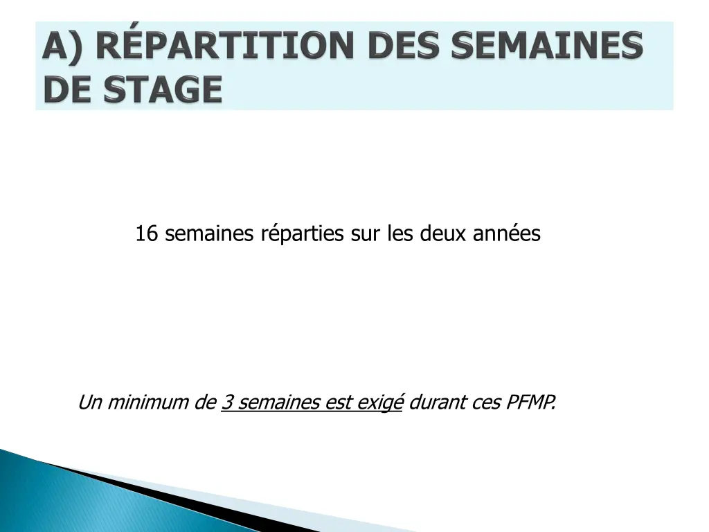 16 semaines r parties sur les deux ann es