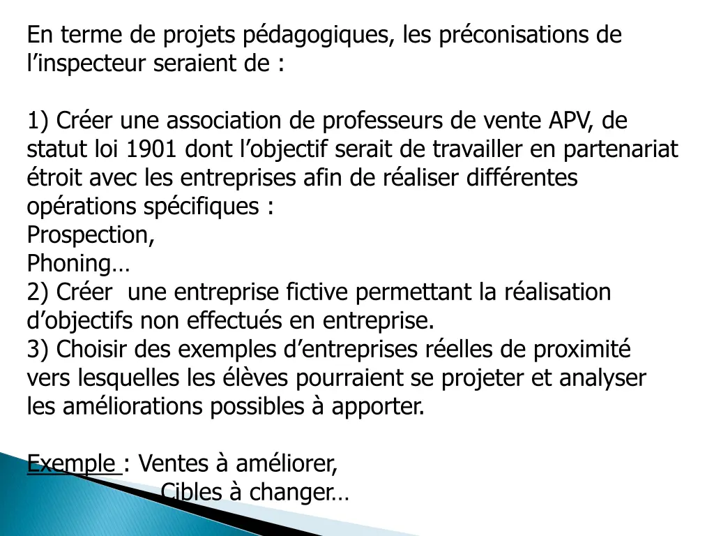 en terme de projets p dagogiques
