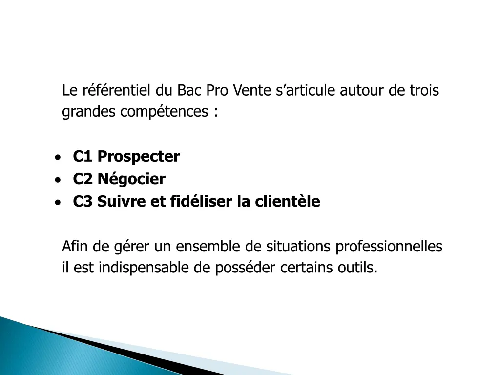 le r f rentiel du bac pro vente s articule autour