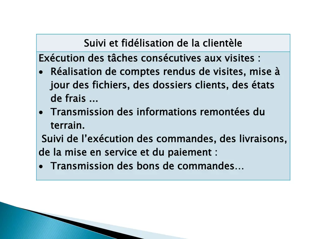 suivi et fid lisation de la client le ex cution