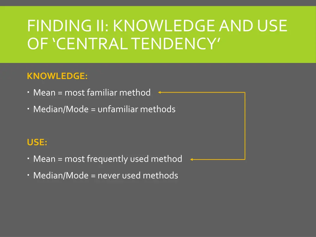 finding ii knowledge and use of central tendency