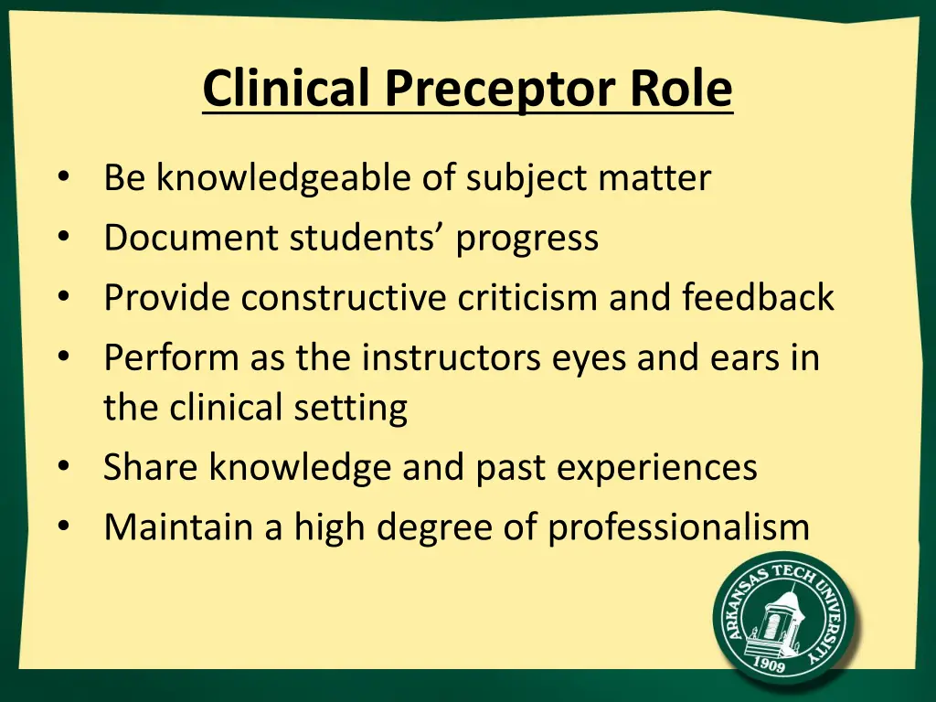 clinical preceptor role