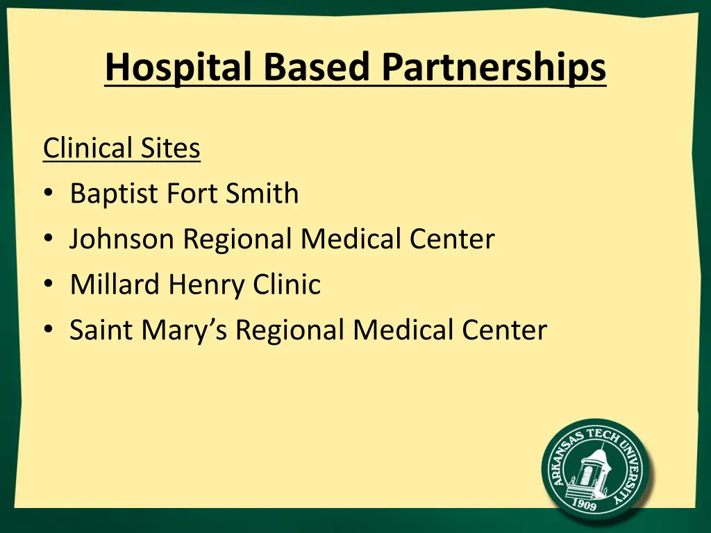 hospital based partnerships