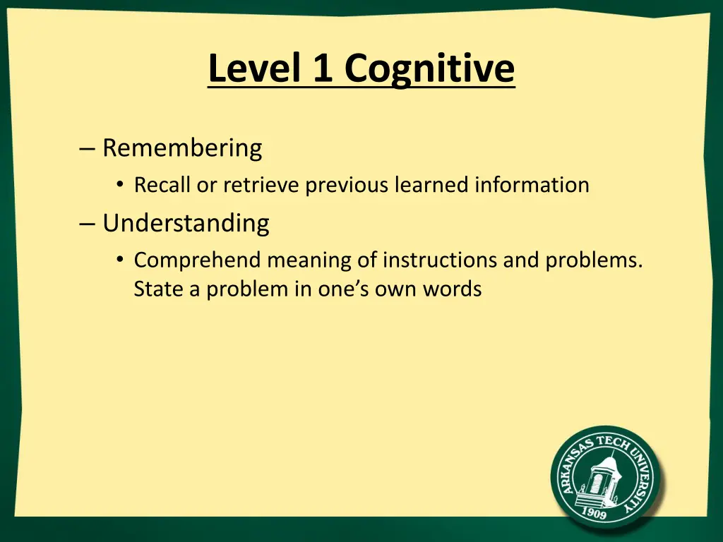 level 1 cognitive