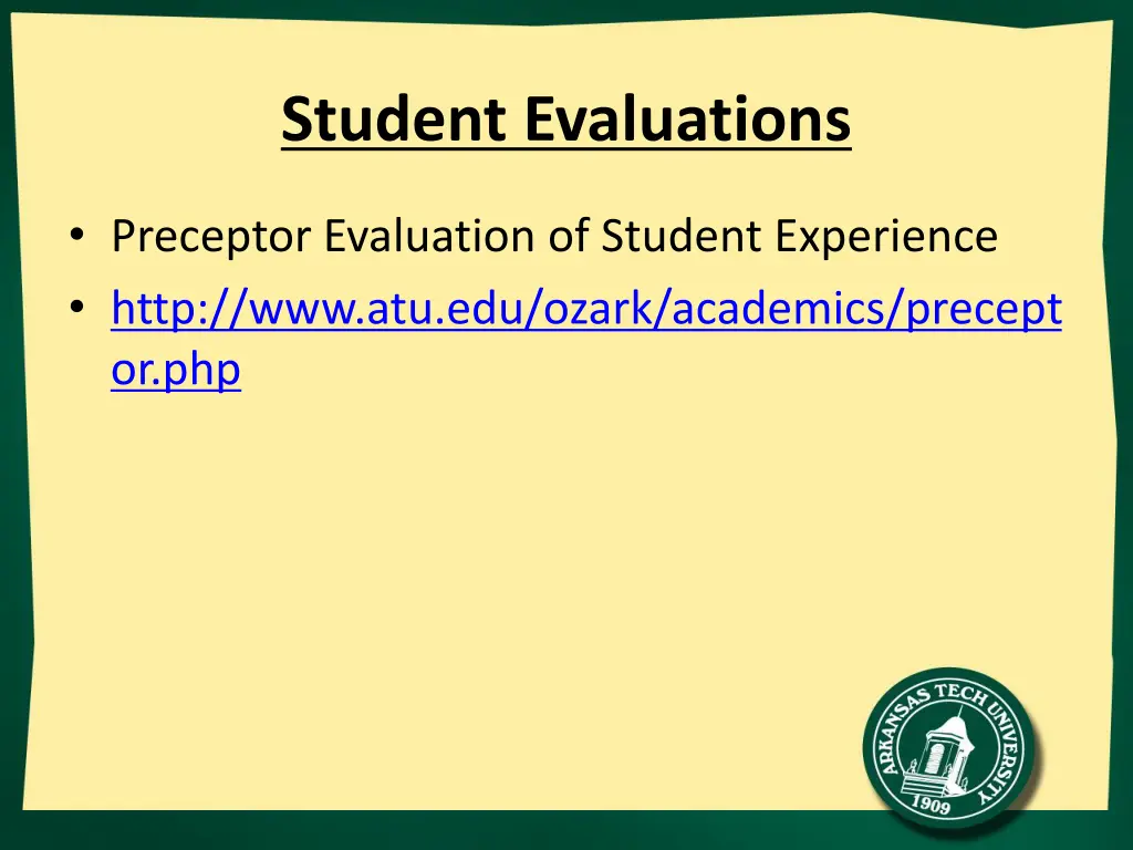 student evaluations