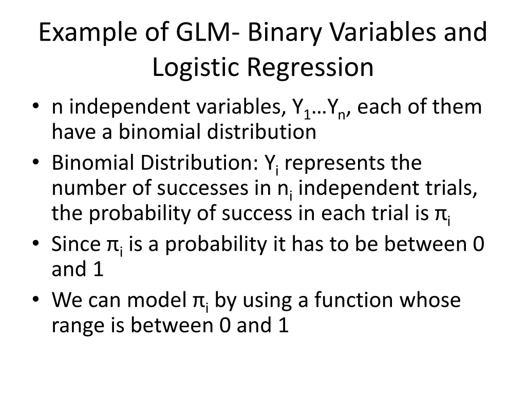 example of glm binary variables and logistic