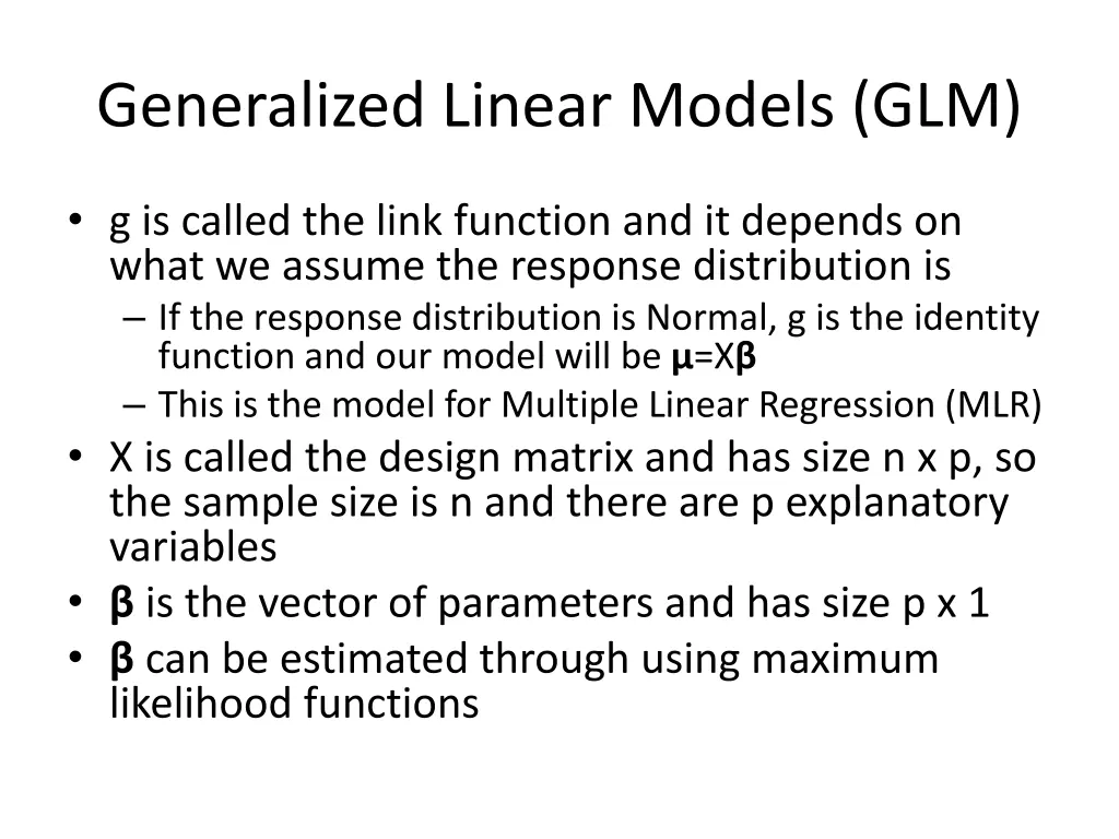 generalized linear models glm 1