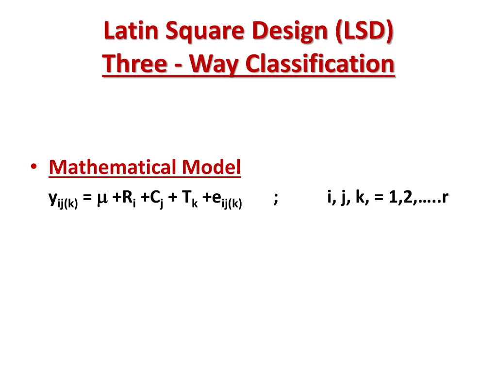 latin square design lsd three way classification
