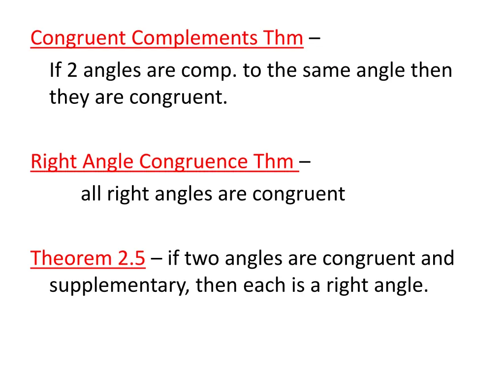congruent complements thm if 2 angles are comp