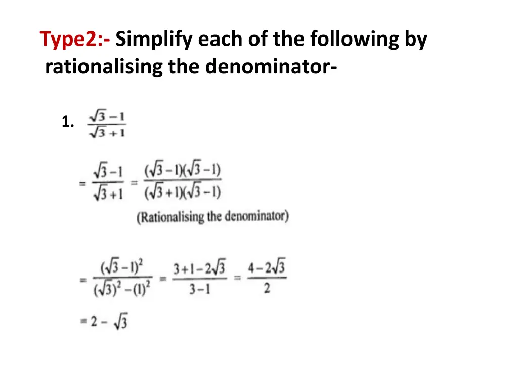 type2 simplify each of the following