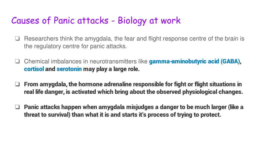 causes of panic attacks biology at work