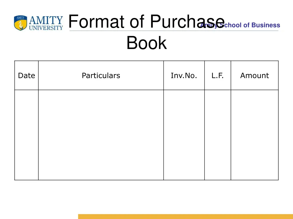 format of purchase book