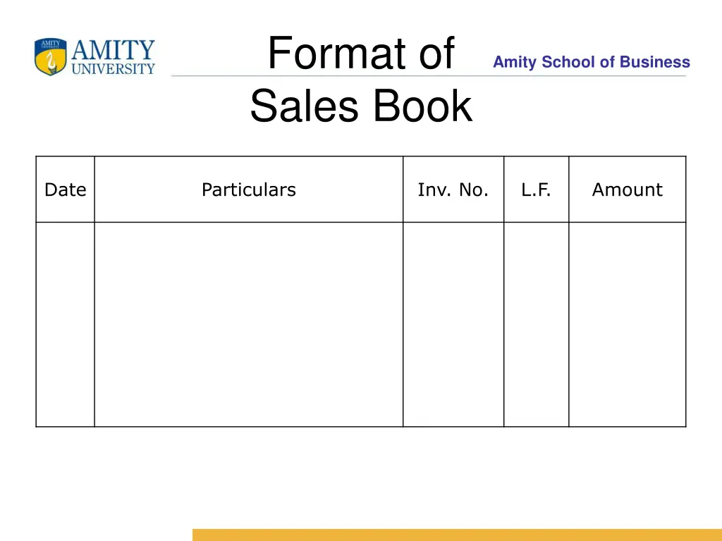 format of sales book