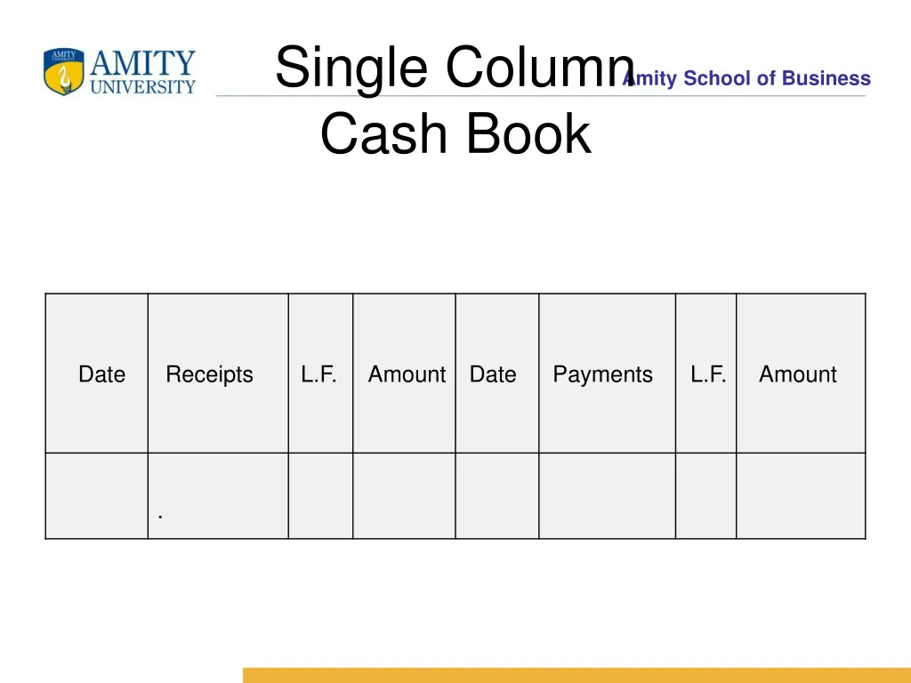 single column cash book