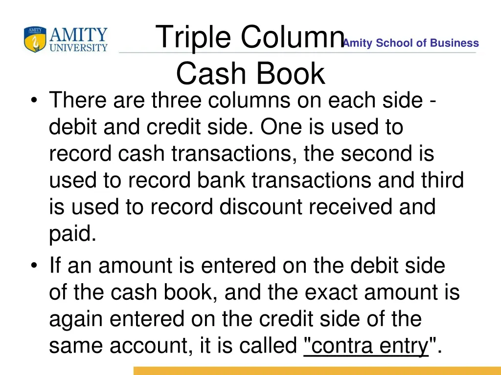 triple column cash book