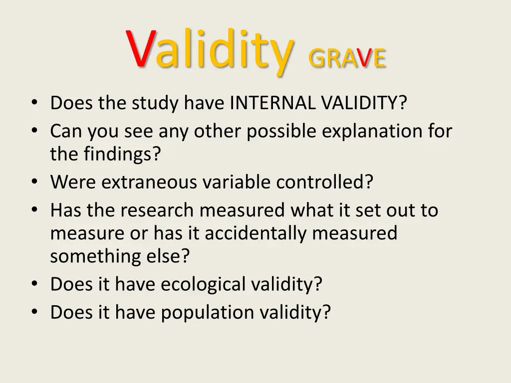 validity grave does the study have internal