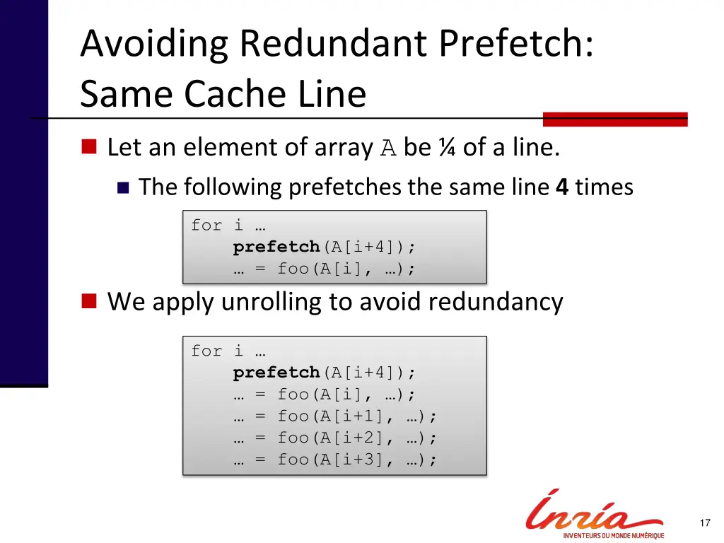 avoiding redundant prefetch same cache line