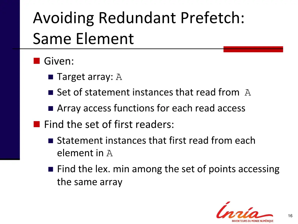 avoiding redundant prefetch same element