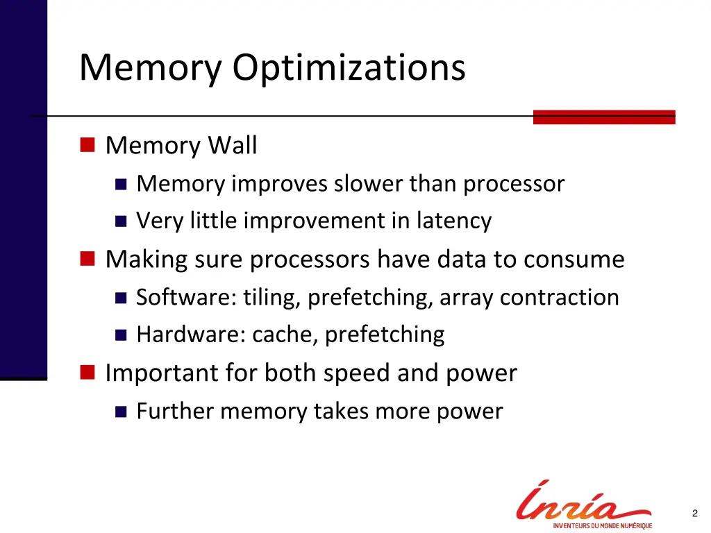 memory optimizations